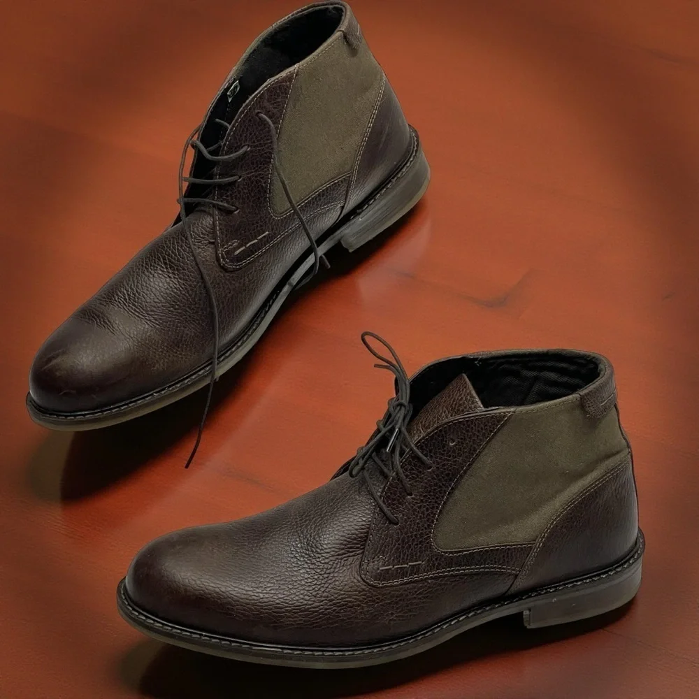 Steve Madden P-Karter Men's Brown Leather Ankle Boots s13